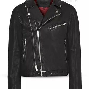 John Varvatos Black Leather Moto Jacket